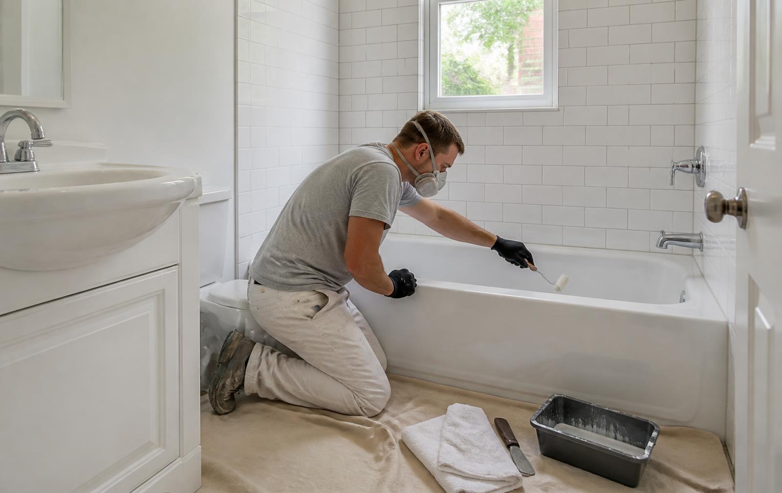 Professional tub refacing in a York PA bathroom during a remodel