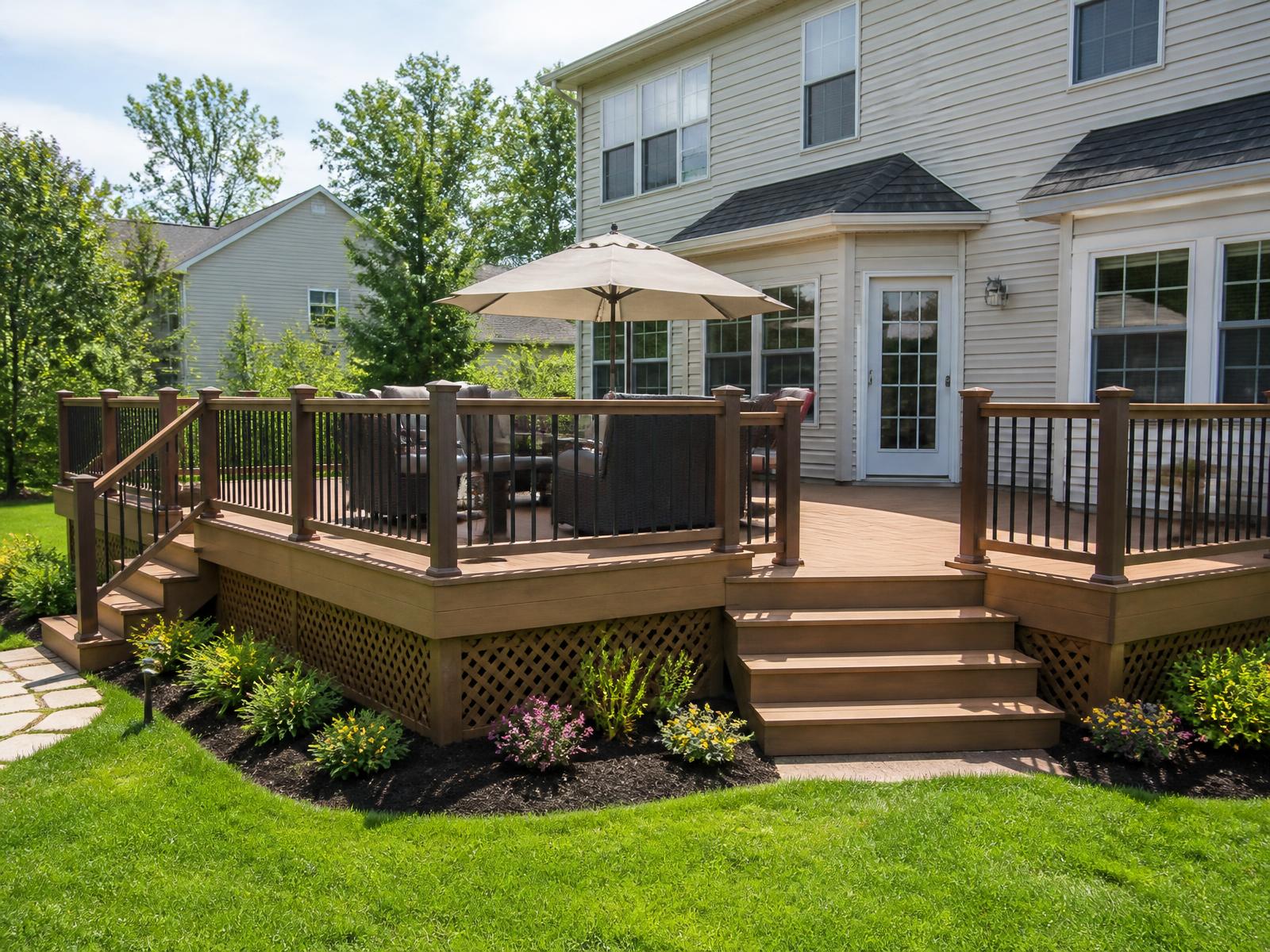 Backyard composite deck maintained for Pennsylvania winter weather