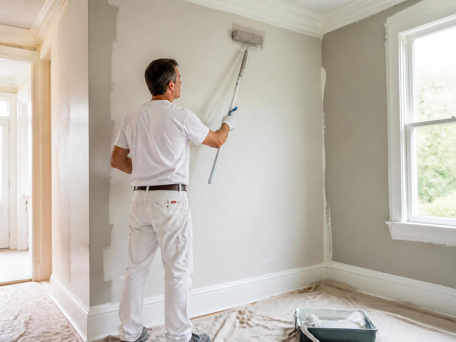Pro One painter applying interior wall coating in a York PA home